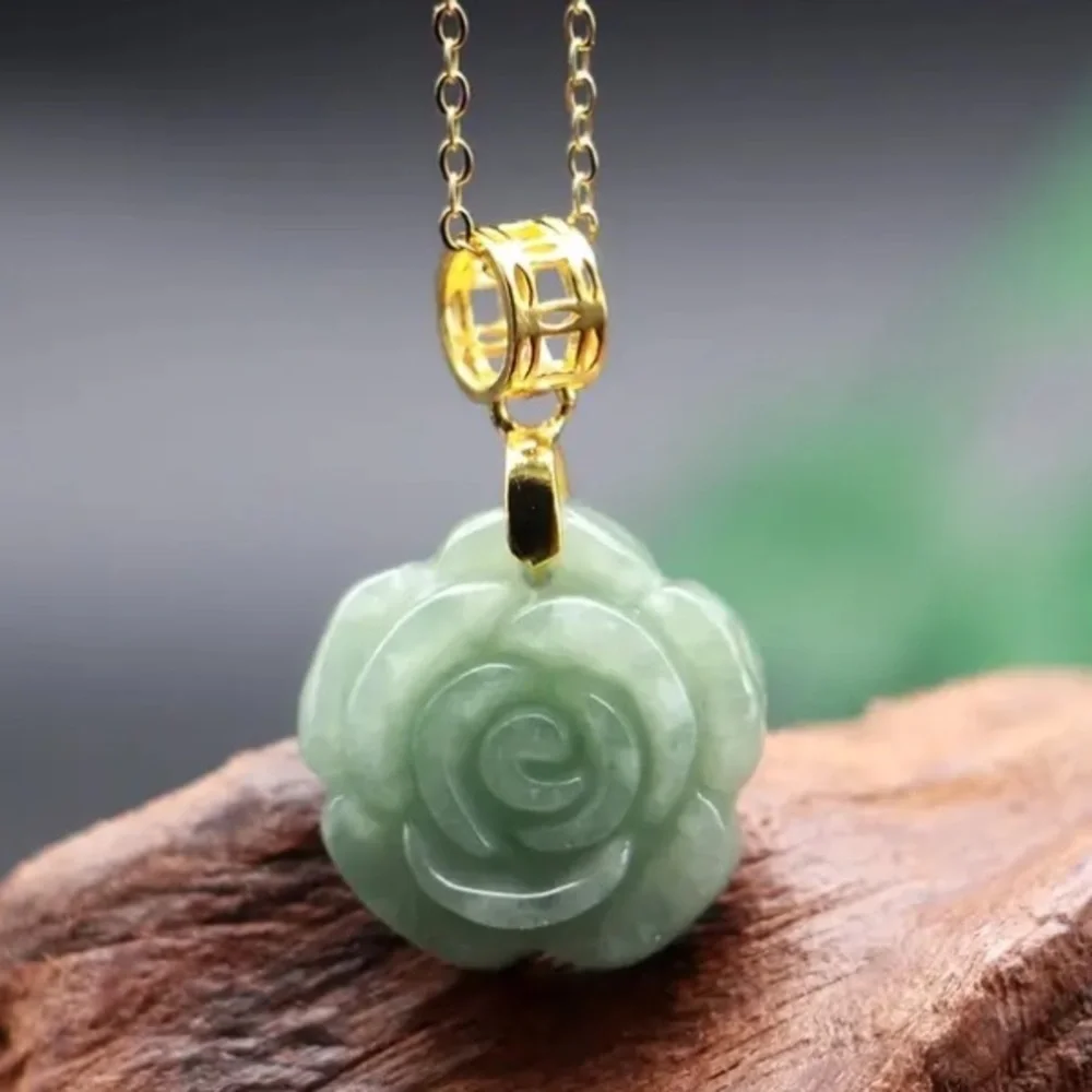 Exquisite Natural Jade 925 Sterling Silver Necklace